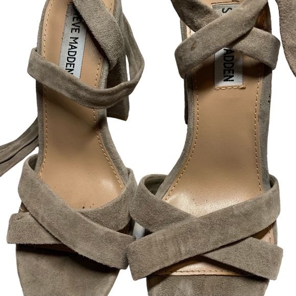 Steve Madden Christey Block Heel Size 6.5 Leg Wrap Strap Suede 4" Heel - Picture 5 of 9